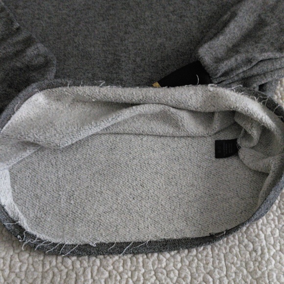 Amadi Small Grey Puff Sleeve Metallic Gold Trim Sweatshirt - Picture 14 of 14